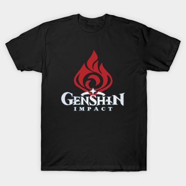 Pyro big emblem genshin impact T-Shirt by HoloSayer